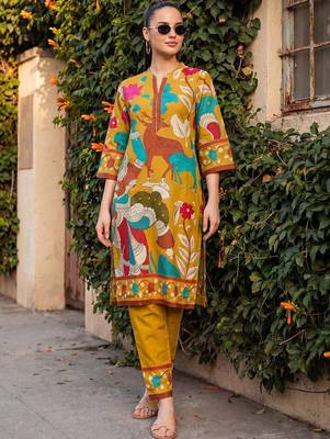 Women Ethnic Motifs Printed Regular Pure Cotton Kurta with Trousers 6