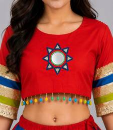multicolor cotton embroidered mirror work ghagra choli