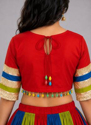 multicolor cotton embroidered mirror work ghagra choli 3