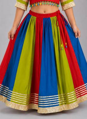 multicolor cotton embroidered mirror work ghagra choli 5