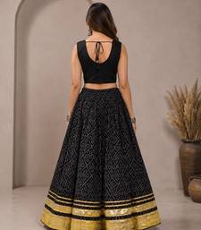 black cotton embroidered mirror work ghagra choli