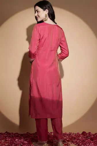 Women Regular Thread Work Kurta with Trousers