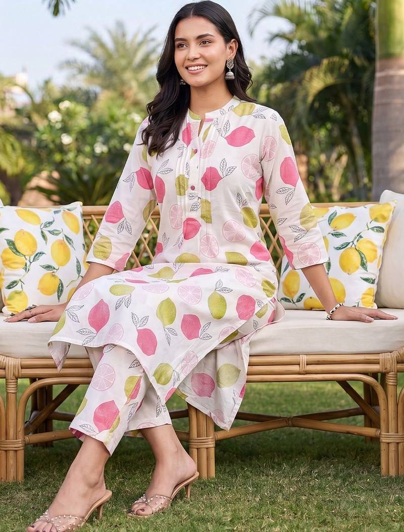 Women Printed Regular Pure Cotton Kurta with Trousers