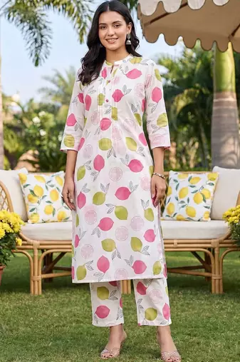 Women Printed Regular Pure Cotton Kurta with Trousers