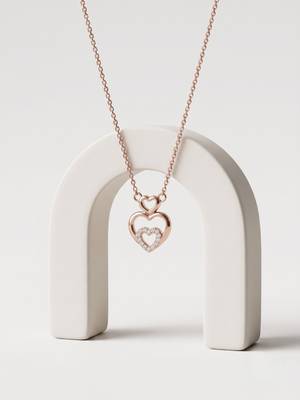 925 Sterling Silver Rose Gold  Triple Heart Pendant Necklace Set for Women 2