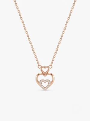 925 Sterling Silver Rose Gold  Triple Heart Pendant Necklace Set for Women 3