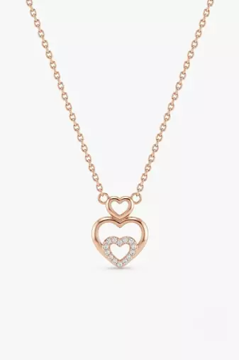 925 Sterling Silver Rose Gold  Triple Heart Pendant Necklace Set for Women