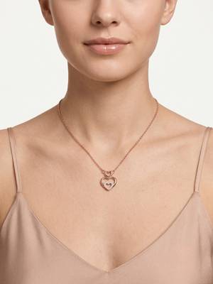 925 Sterling Silver Rose Gold  Triple Heart Pendant Necklace Set for Women 5
