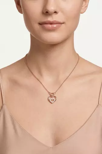 925 Sterling Silver Rose Gold  Triple Heart Pendant Necklace Set for Women