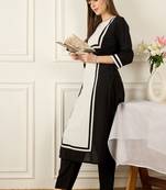 Women Colourblocked Regular Chanderi Silk Kurta with Trousers