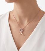 925 Sterling Silver Rose Gold Fairy Pendant Necklace  Set for Women