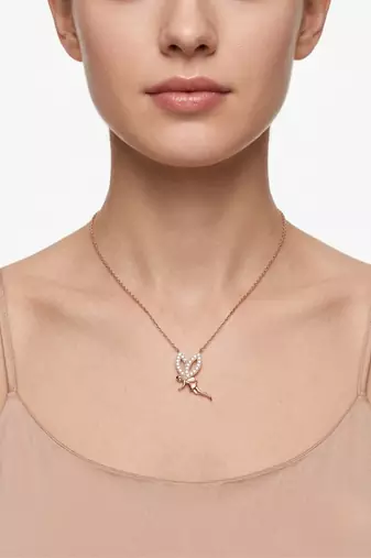 925 Sterling Silver Rose Gold Fairy Pendant Necklace  Set for Women