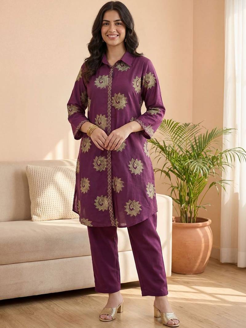 Women Ethnic Motifs Printed Regular Pure Cotton Kurta with Trousers
