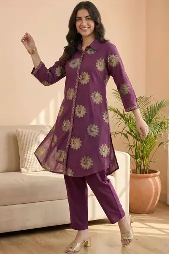Women Ethnic Motifs Printed Regular Pure Cotton Kurta with Trousers