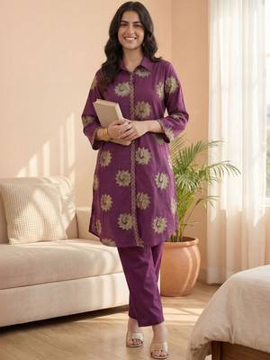 Women Ethnic Motifs Printed Regular Pure Cotton Kurta with Trousers 5