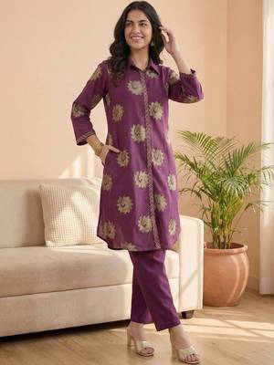 Women Ethnic Motifs Printed Regular Pure Cotton Kurta with Trousers 6