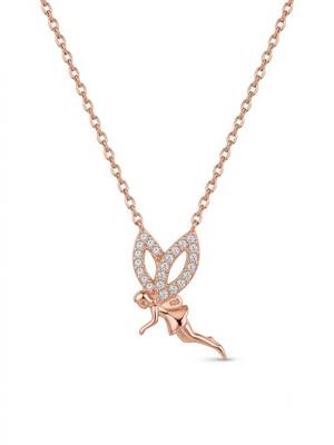 925 Sterling Silver Rose Gold Fairy Pendant Necklace  Set for Women 3