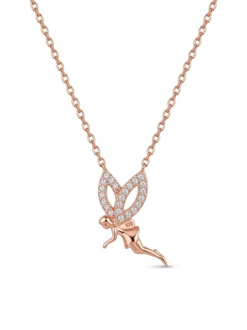 925 Sterling Silver Rose Gold Fairy Pendant Necklace  Set for Women