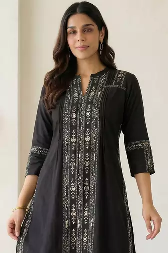 Women Ethnic Motifs Printed Regular Mirror Work Pure Cotton Kurta with Trousers