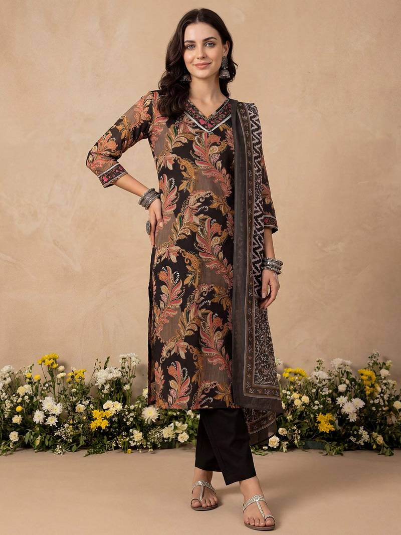 Women Paisley Printed Regular Pure Cotton Kurta with Trousers & With Dupatta