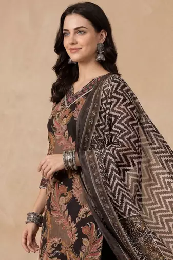 Women Paisley Printed Regular Pure Cotton Kurta with Trousers & With Dupatta