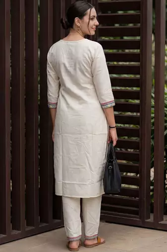 Women Ethnic Motifs Embroidered Regular Mirror Work Kurta with Trousers