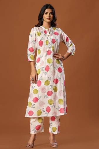 Women Ethnic Motifs Printed Regular Pure Cotton Kurta with Trousers