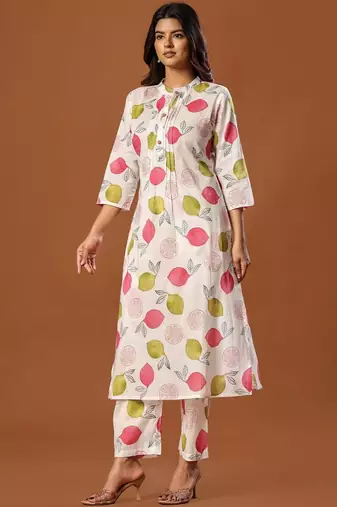 Women Ethnic Motifs Printed Regular Pure Cotton Kurta with Trousers