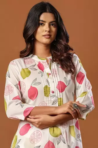 Women Ethnic Motifs Printed Regular Pure Cotton Kurta with Trousers