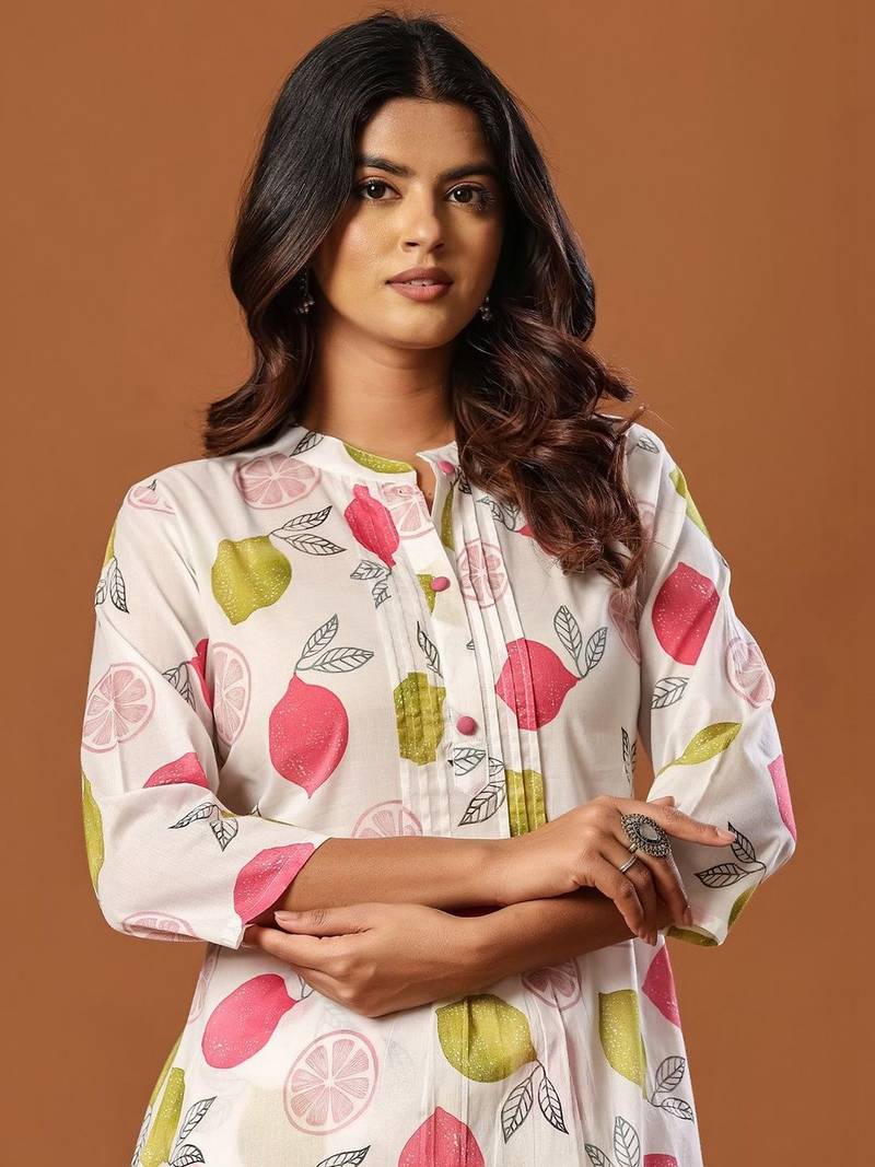 Women Ethnic Motifs Printed Regular Pure Cotton Kurta with Trousers