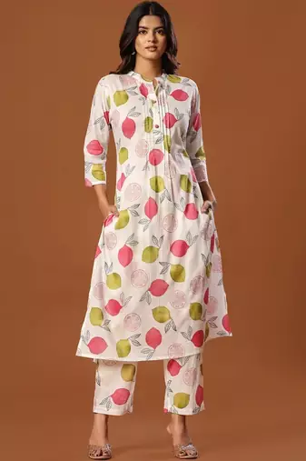 Women Ethnic Motifs Printed Regular Pure Cotton Kurta with Trousers