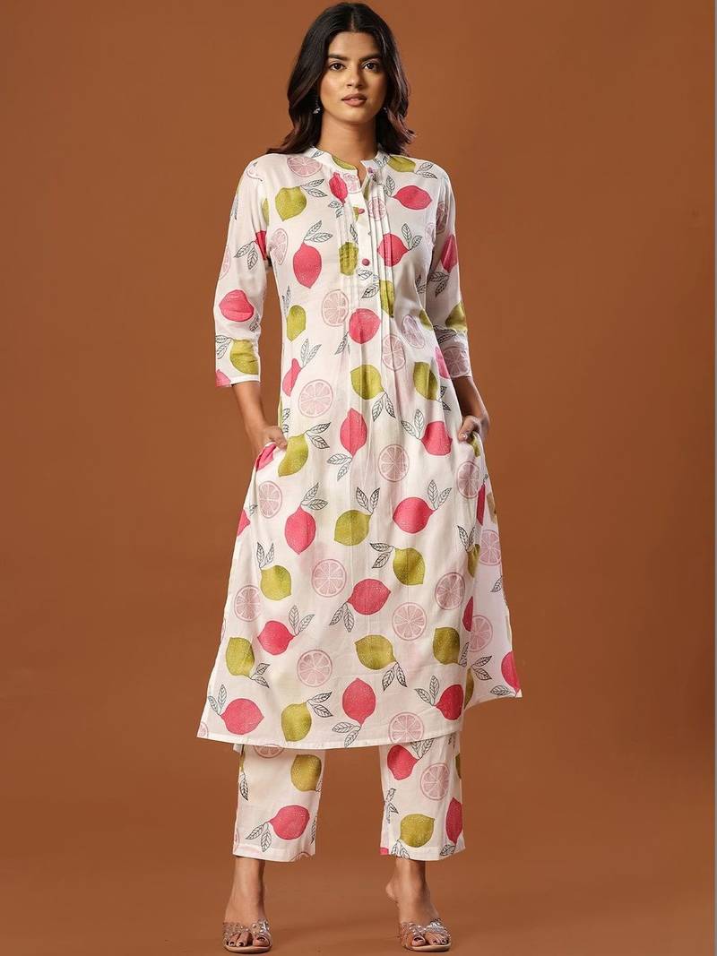 Women Ethnic Motifs Printed Regular Pure Cotton Kurta with Trousers