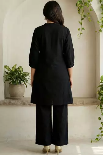 Women Ethnic Motifs Embroidered Regular Thread Work Pure Cotton Kurti with Palazzos