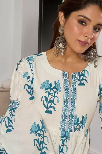 Women Floral Printed Regular Pure Cotton Kurta with Palazzos