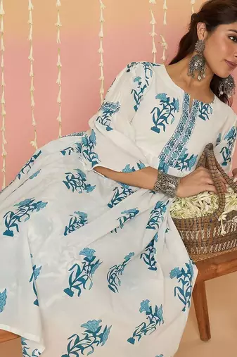 Women Floral Printed Regular Pure Cotton Kurta with Palazzos