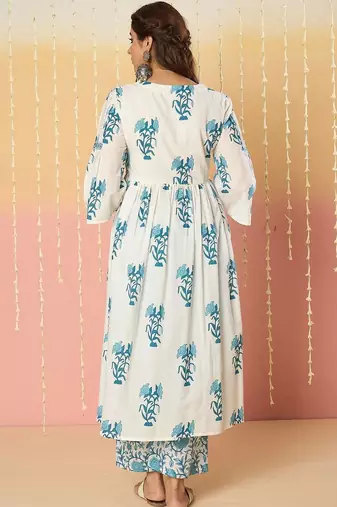 Women Floral Printed Regular Pure Cotton Kurta with Palazzos