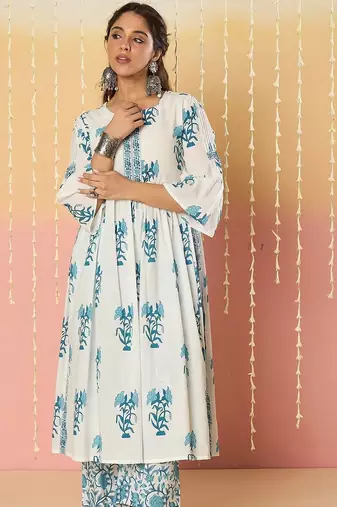 Women Floral Printed Regular Pure Cotton Kurta with Palazzos