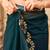 Teal net solid saree with blouse