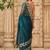 Teal net solid saree with blouse