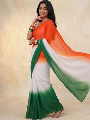 Multicolor organza printed saree with blouse 3