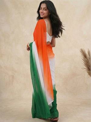 Multicolor organza printed saree with blouse 5