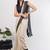 Off white pure linen woven design saree with blouse