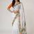 Off white organza printed saree with blouse