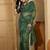 Green pure georgette striped saree with blouse