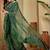 Green pure georgette striped saree with blouse