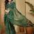 Green pure georgette striped saree with blouse
