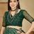 Green pure georgette striped saree with blouse