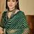 Green pure georgette striped saree with blouse