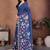 Blue linen printed saree with blouse