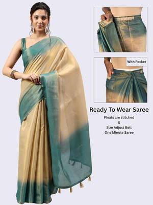 Multicolor polyester dyed saree with blouse 2